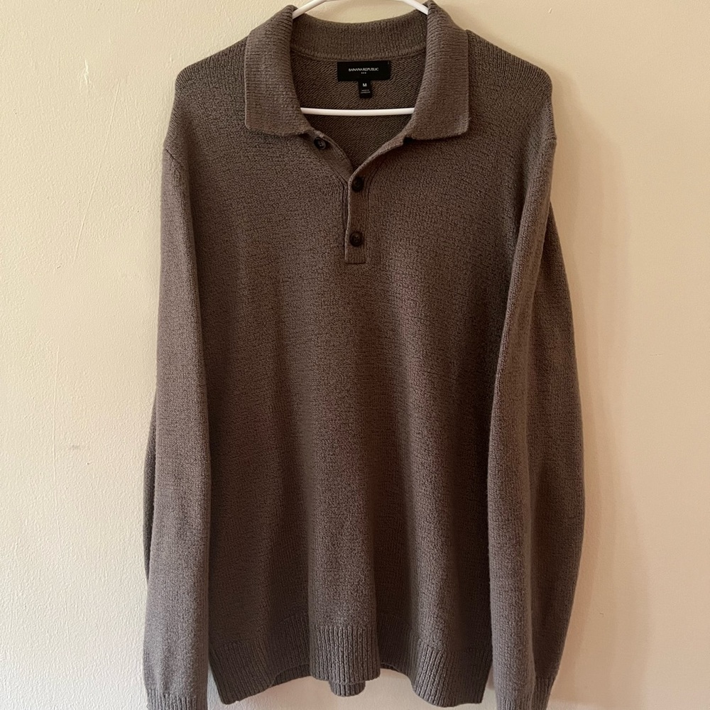 Banana Republic Brown Knit Collared Sweater - Picture 2 of 4